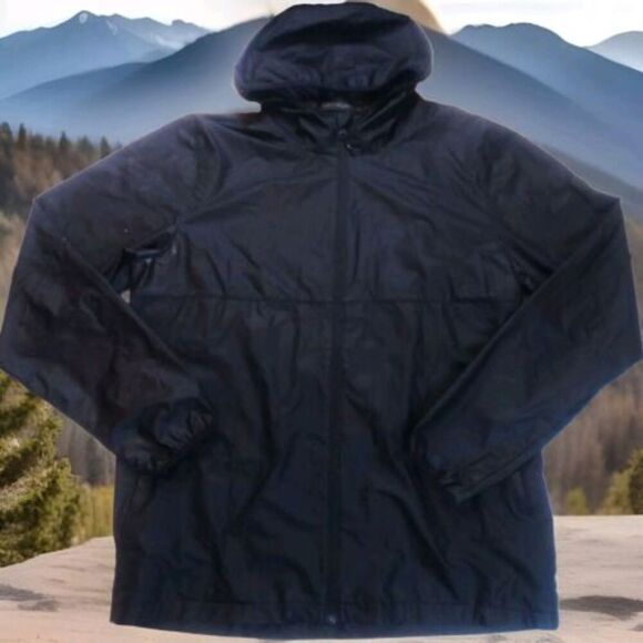 Vintage Y2k Quiksilver Zip Up Hooded Light Jacket Windbreaker Raincoat XL Black - Picture 1 of 9